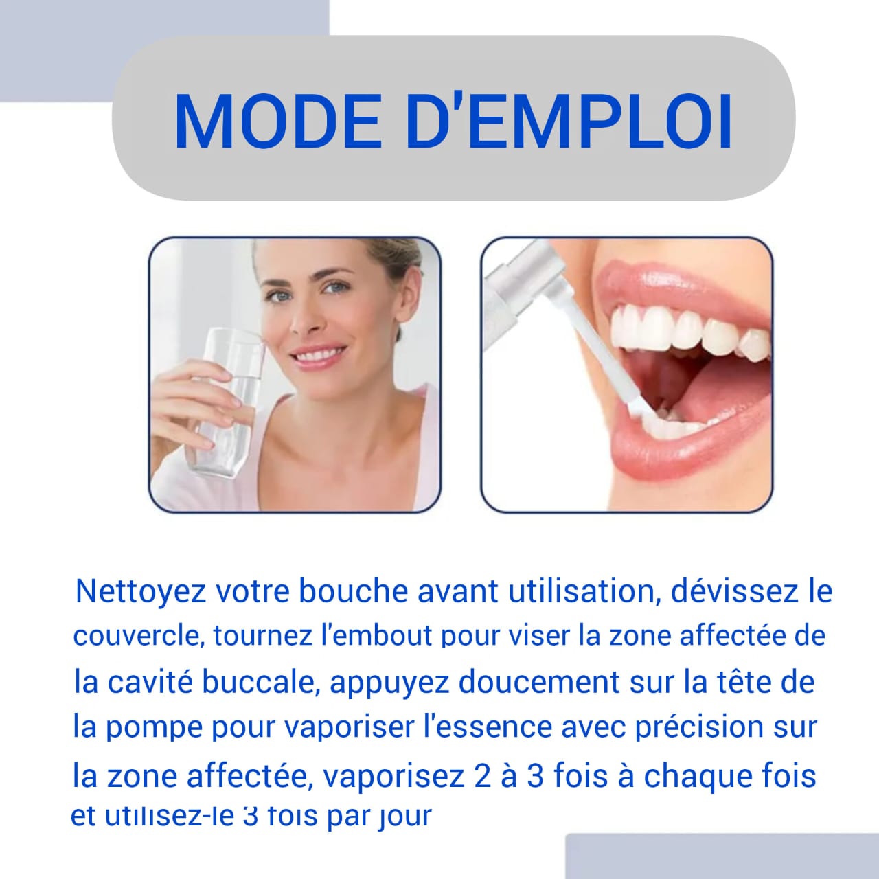Spray de soulagement rapide de la douleur dentaire