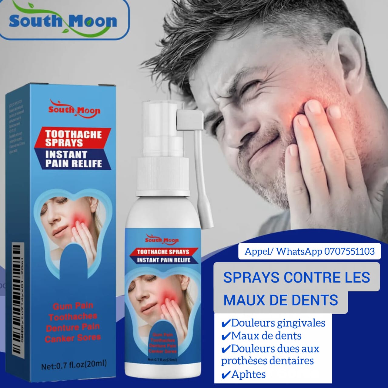 Spray de soulagement rapide de la douleur dentaire